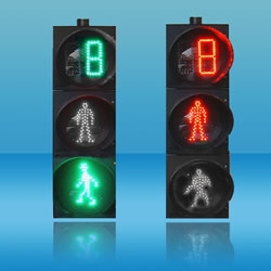 Three unit dynamic pedestrian lights with double color countdown