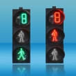 Three unit static pedestrian lights with double color countdown